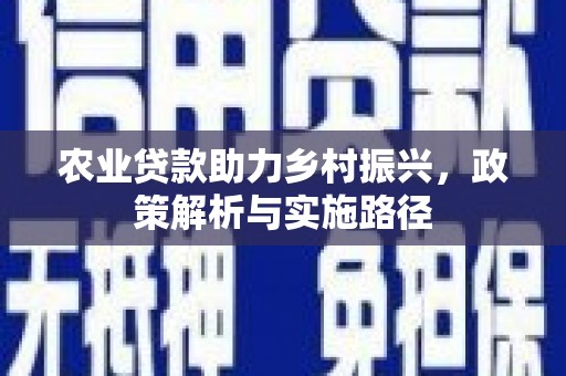 坪山新区农业贷款助力乡村振兴，政策解析与实施路径