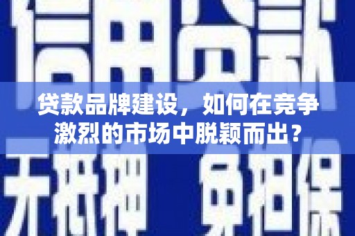 坪山新区贷款品牌建设，如何在竞争激烈的市场中脱颖而出？