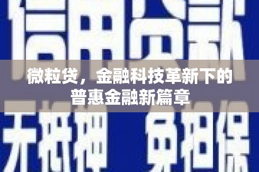 坪山新区微粒贷，金融科技革新下的普惠金融新篇章