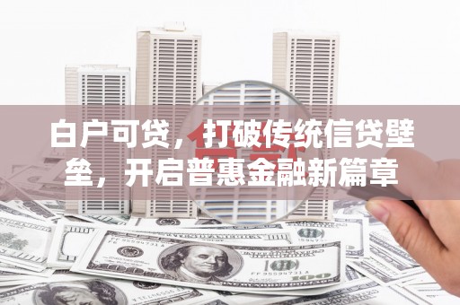 坪山新区白户可贷，打破传统信贷壁垒，开启普惠金融新篇章